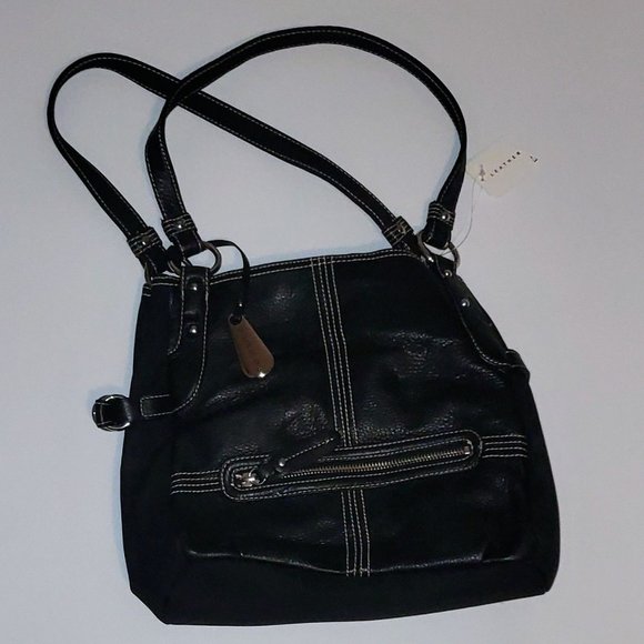 Franco Sarto Leather Black Shoulder‎ Bag - Picture 1 of 3